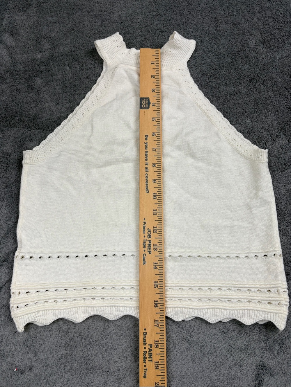 Scalloped Knit Halter Tank Top - White size M - Picture 9 of 10